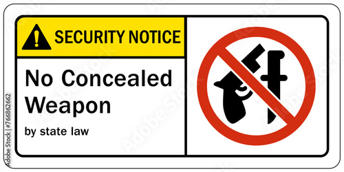 No concealed weapon warning sign