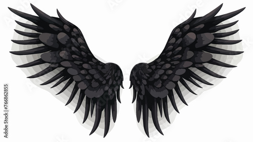 Black wing flat vector isolated on white background  photo