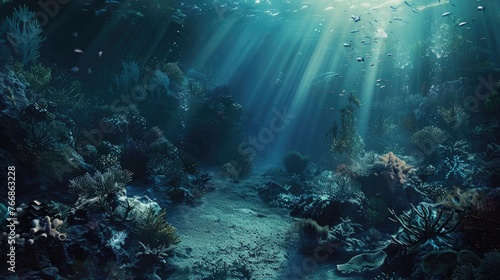 Deep water sea ocean texture background. generative ai © Dvid