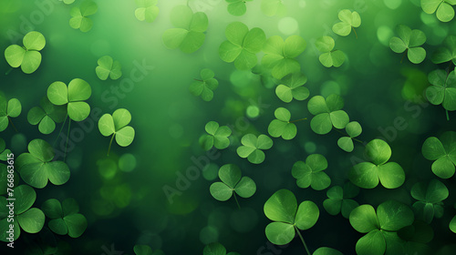 Shamrocks on a green background celebrate abstract natural green bokeh background Green gradient st patrick day