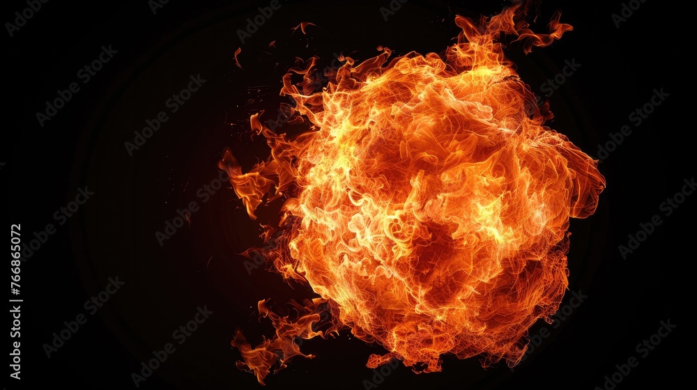 Fireball isolated on black background Generative AI Fireball isolated on black background Generative AI