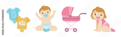 Baby Nursery Item and Infant Object Vector Set