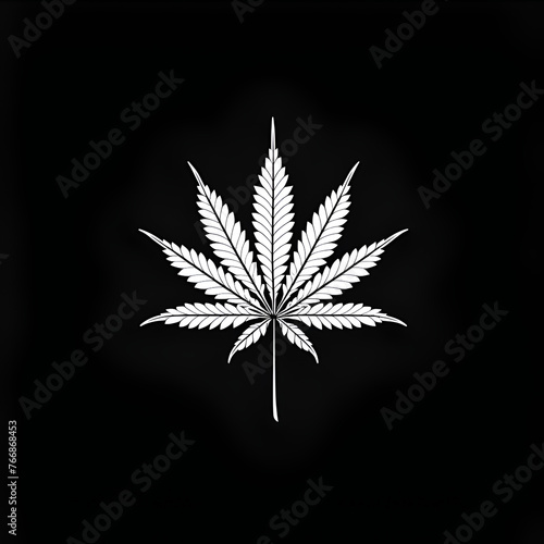 Cannabis marijuana hemp leaf flat icon for apps and websites web site page. Design element. Silhouette of leave symbol. Generative AI
