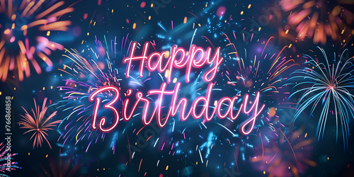 Festive birthday card with colorful bursts