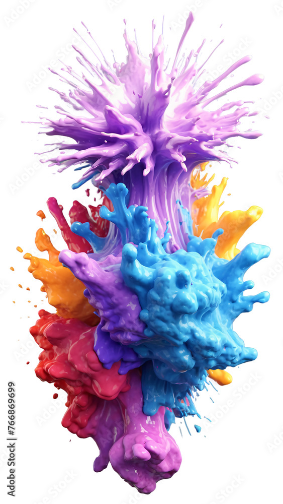 Fototapeta premium abstract art, colorful splash, vibrant colors, paint explosion, artistic brush strokes, grunge stains, transparent background, dynamic design, contemporary artwork, energetic composition, vivid hues, 