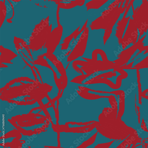 Red Abstract Floral Seamless Pattern Design