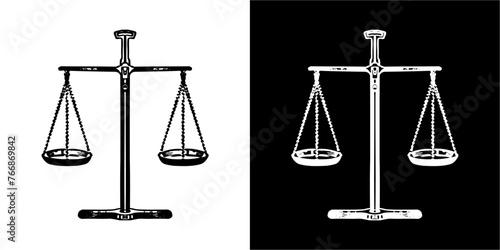 justice scale vector on background and transparent, premium illustration vector scale silhouette law justice logo