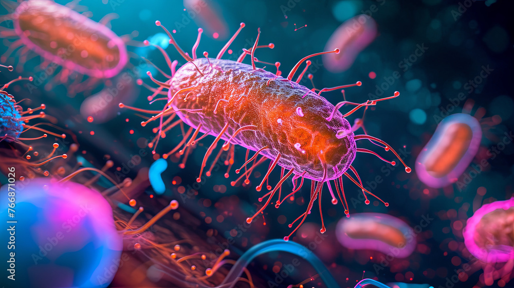 Escherichia coli under a microscope Escherichia coli under a microscope