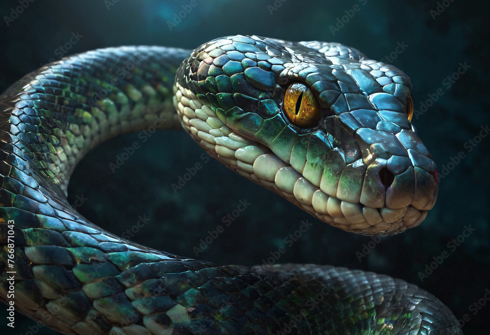 Obraz premium Emerald beautiful reptile snake magic