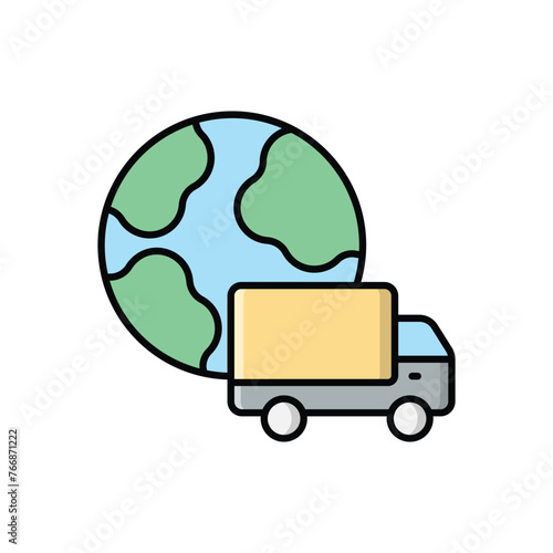 Color Line Worldwide Shipping vector icon
