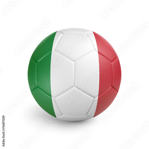Soccer ball with Italy team flag  isolated on white background