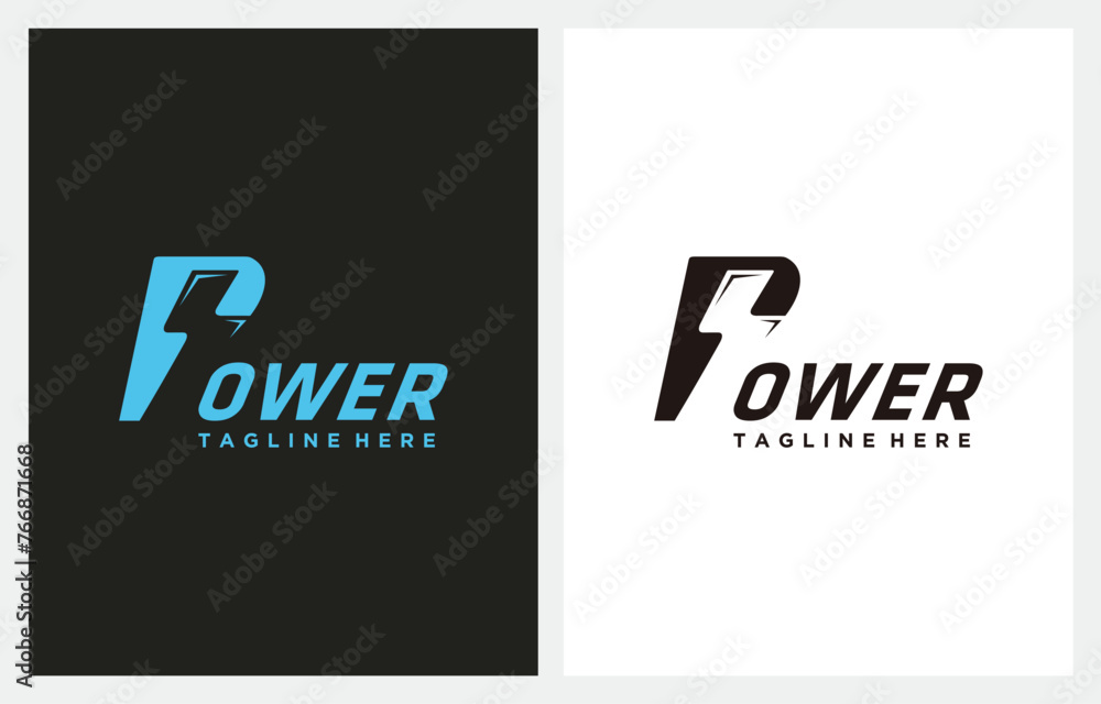 Power logo design. P letter and lightning on the white background. Power and energy technology.	
 - obrazy, fototapety, plakaty 