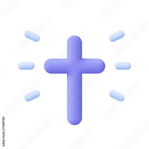 Christian Cross. 3d vector icon. Cartoon minimal style.
