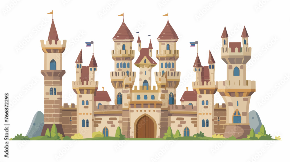 Castle theme elements flat vector isolated on white background