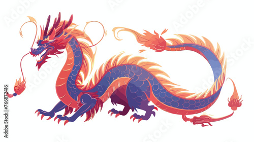 Celestial Dragon flat vector isolated on white background