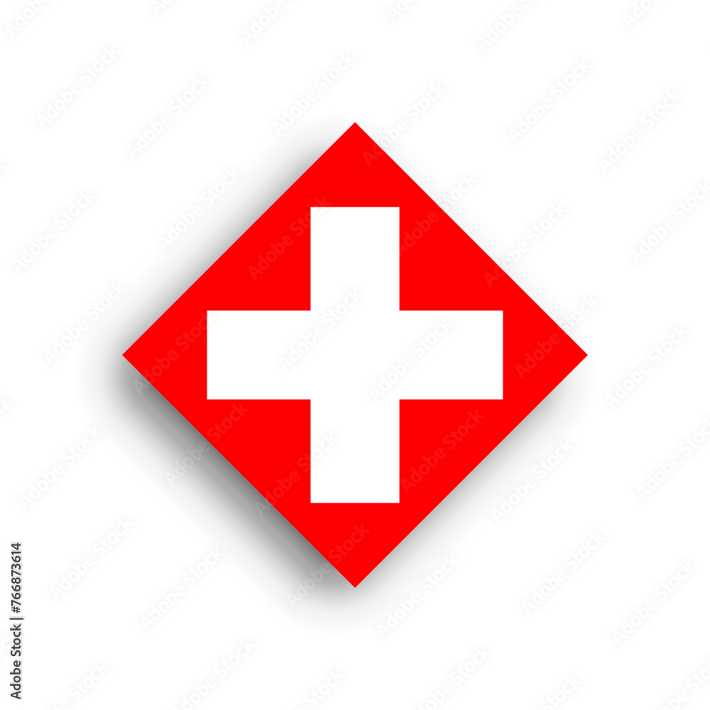 Switzerland flag - rhombus shape icon with dropped shadow isolated on white background Switzerland flag - rhombus shape icon with dropped shadow isolated on white background