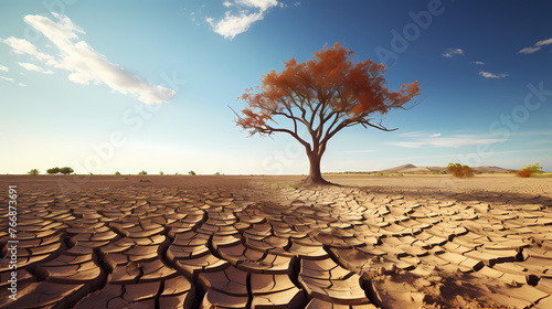 Cracked trees on the ground  drought and global warming