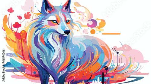 Colorful painting of an animal with creative abstract © Aina
