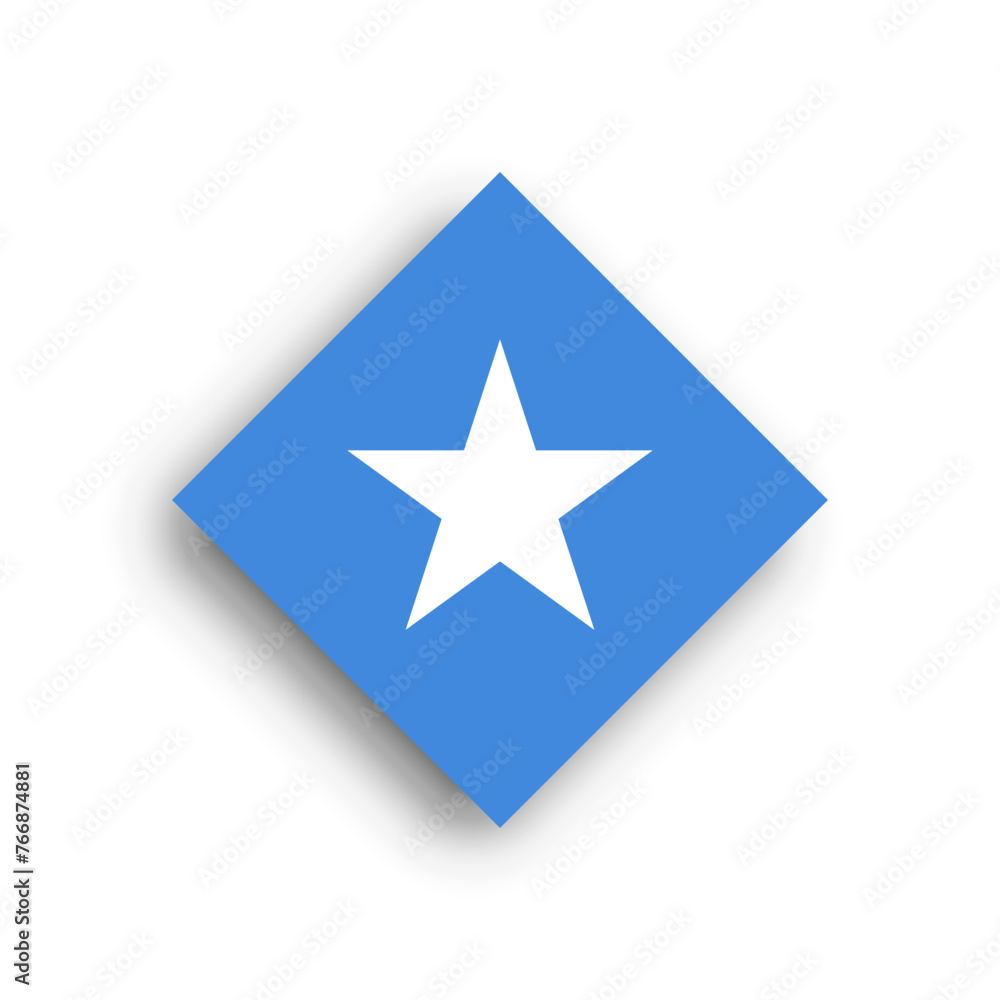 Somalia flag - rhombus shape icon with dropped shadow isolated on white background Somalia flag - rhombus shape icon with dropped shadow isolated on white background