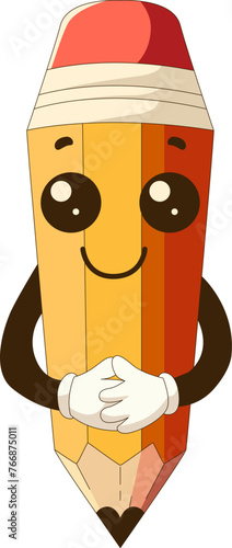 vector illustration, simple pencil, children's card for books, September 1st, holiday, colored pencil, cute character for textbooks