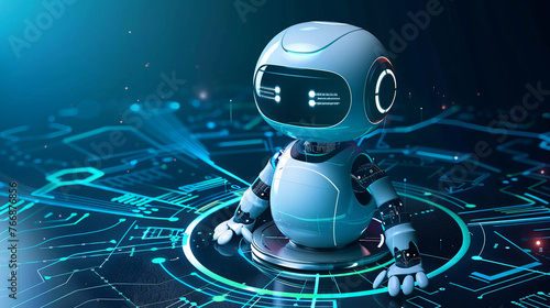 AI-driven customer service solutions with a modern image of a virtual assistant chatbot interacting with customers