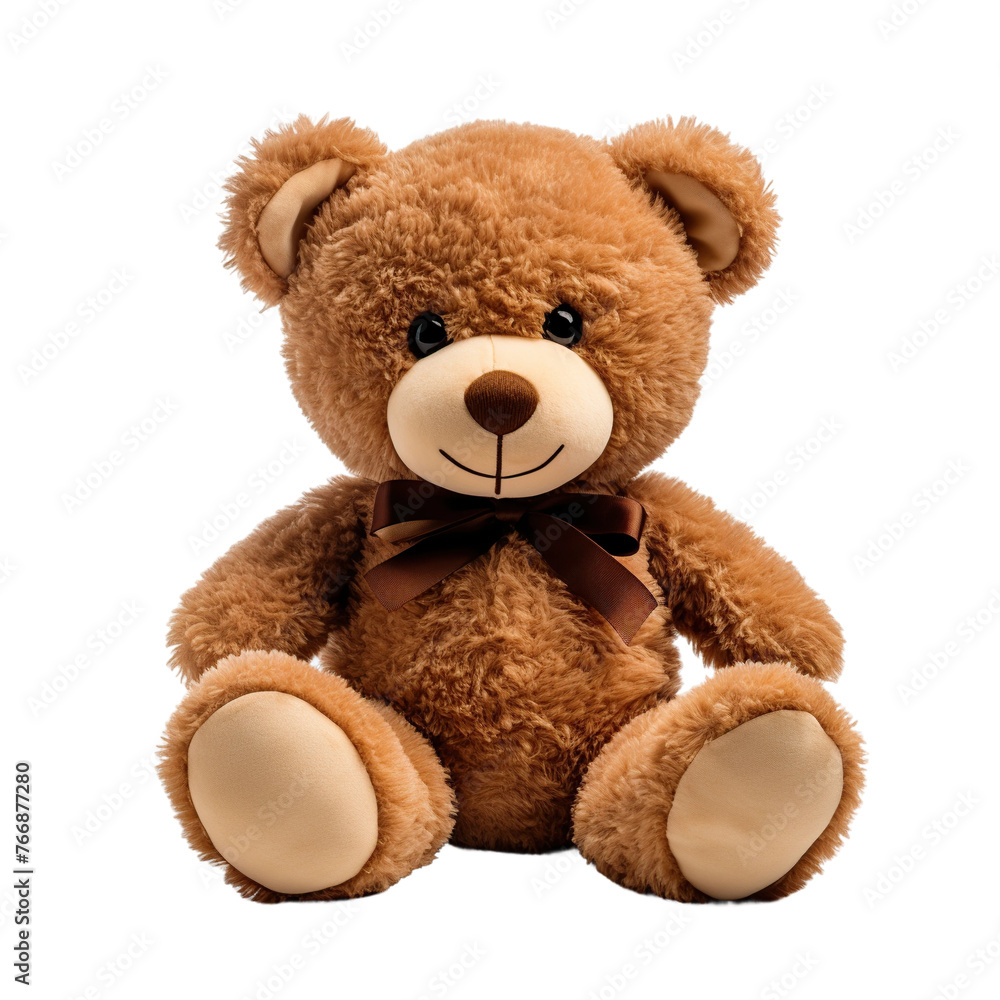 Obraz premium A Cute stuffed little teddy bear toy, isolated on white background cutout.