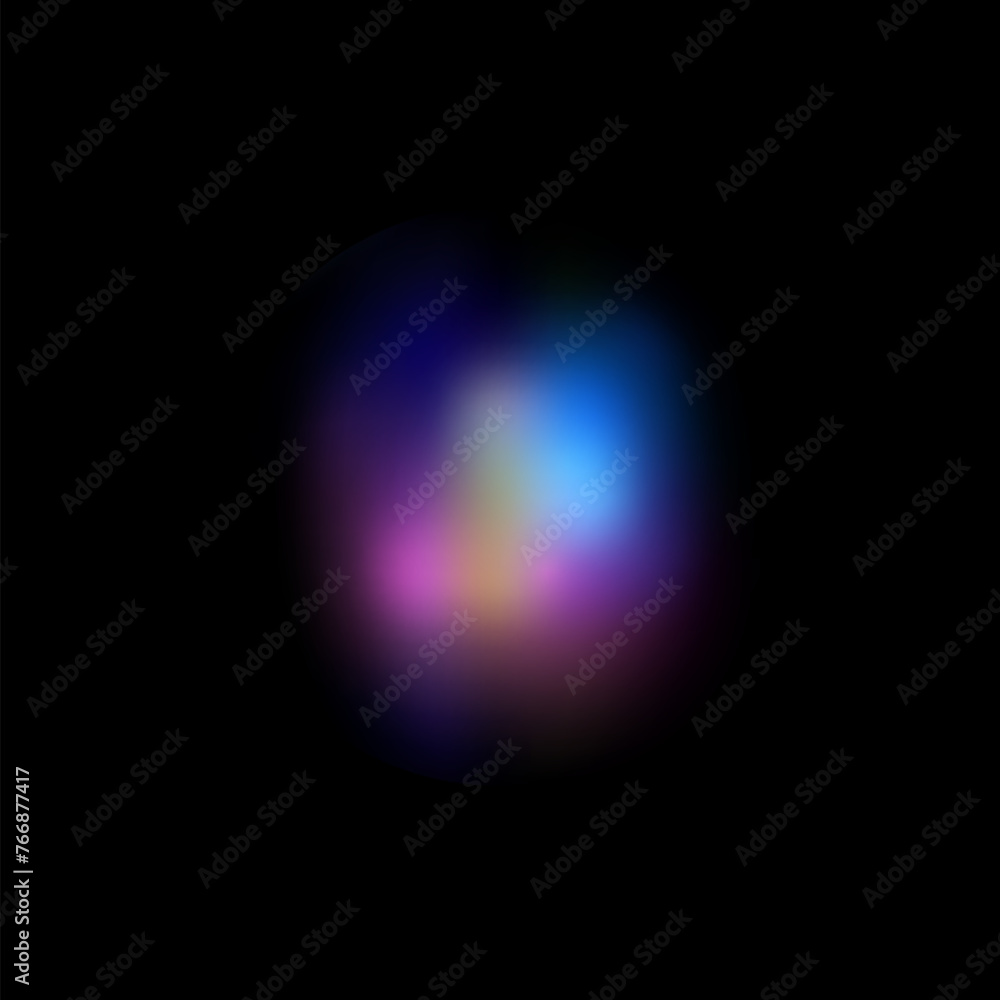 Neon dim rainbow spectrum with magical iridescent rays on a black background