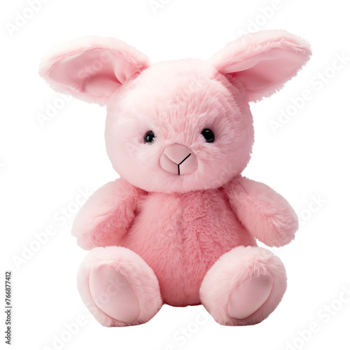 A Cute stuffed little rabbit toy, isolated on white background cutout. © Marcela Ruty Romero