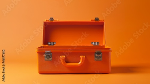 3D Render of the toolbox on the orange background photo
