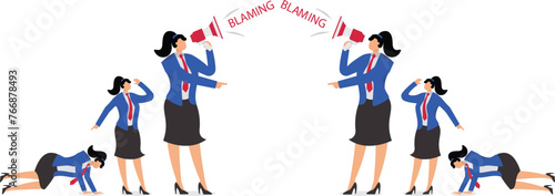 Conflicts, contradictions, quarrels, disagreements, angry two team members blaming each other