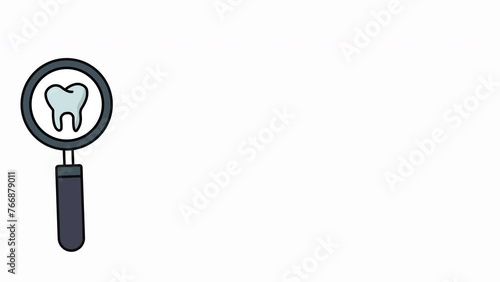 Wallpaper Mural magnifying glass on white background, Animation of a magnifying glass to see teeth. Content suitable for health, medical, dental clinics, etc. Torontodigital.ca