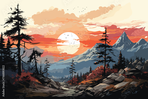 Vector illustration about beautiful landscape