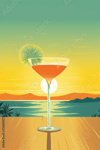 Sunset Serenity With a Tropical Margarita Against a Coastal Silhouette © Boyan Dimitrov