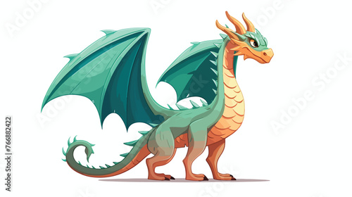 Dragon flat vector isolated on white background
