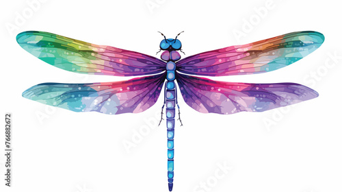 Dragonfly Watercolor flat vector isolated on white background