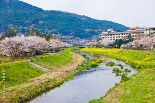 Springtime at Yufuin village in Oita prefecture, Kyushu, Japan. photo