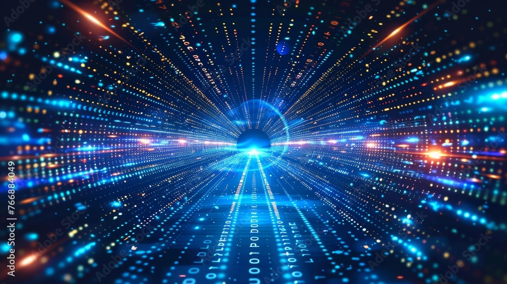 Technology Background : featuring a big data concept with binary computer code, symbolizing the complexity and vastness of digital data