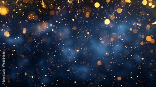 Abstract blur of glowing gold and blue lights creating a dynamic visual effect