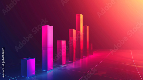 Financial data curve chart, financial technology themed big data analysis bar chart background