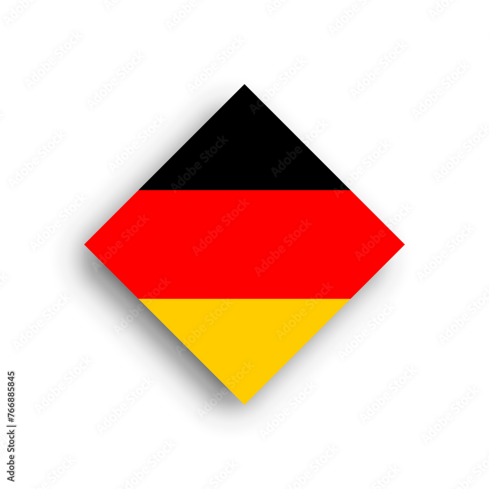 Fototapeta premium Germany flag - rhombus shape icon with dropped shadow isolated on white background