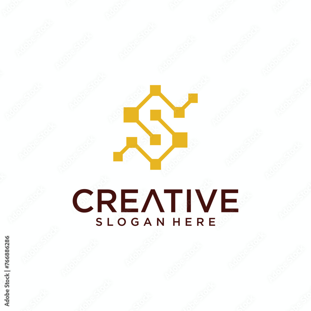 Collection of initial s monogram logo technology element design template for company Collection of initial s monogram logo technology element design template for company