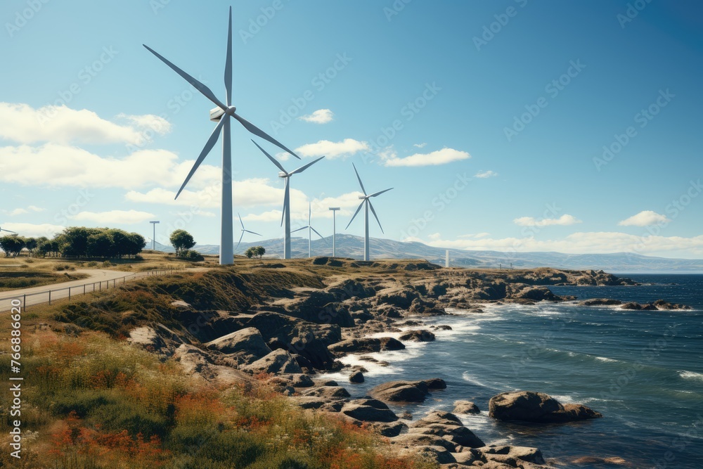 Windmills for electric power production. Concept eco energy