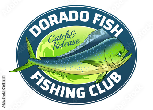 Dorado Fishing Colored T-Shirt Illustration Design