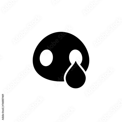 Silhouette of a pig nose with a drop. Vector icon on white background.  