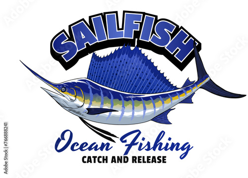 Sailfish Shirt Design in Vintage Colored Style