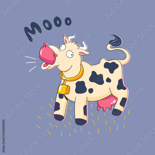 Crazy Cow Vector Cartoon Funny Moo