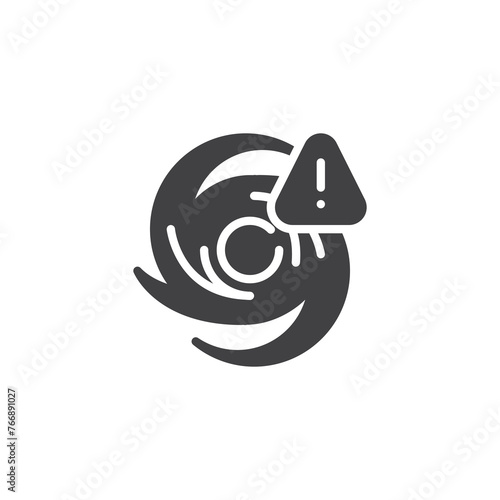 Hurricane and warning sign vector icon