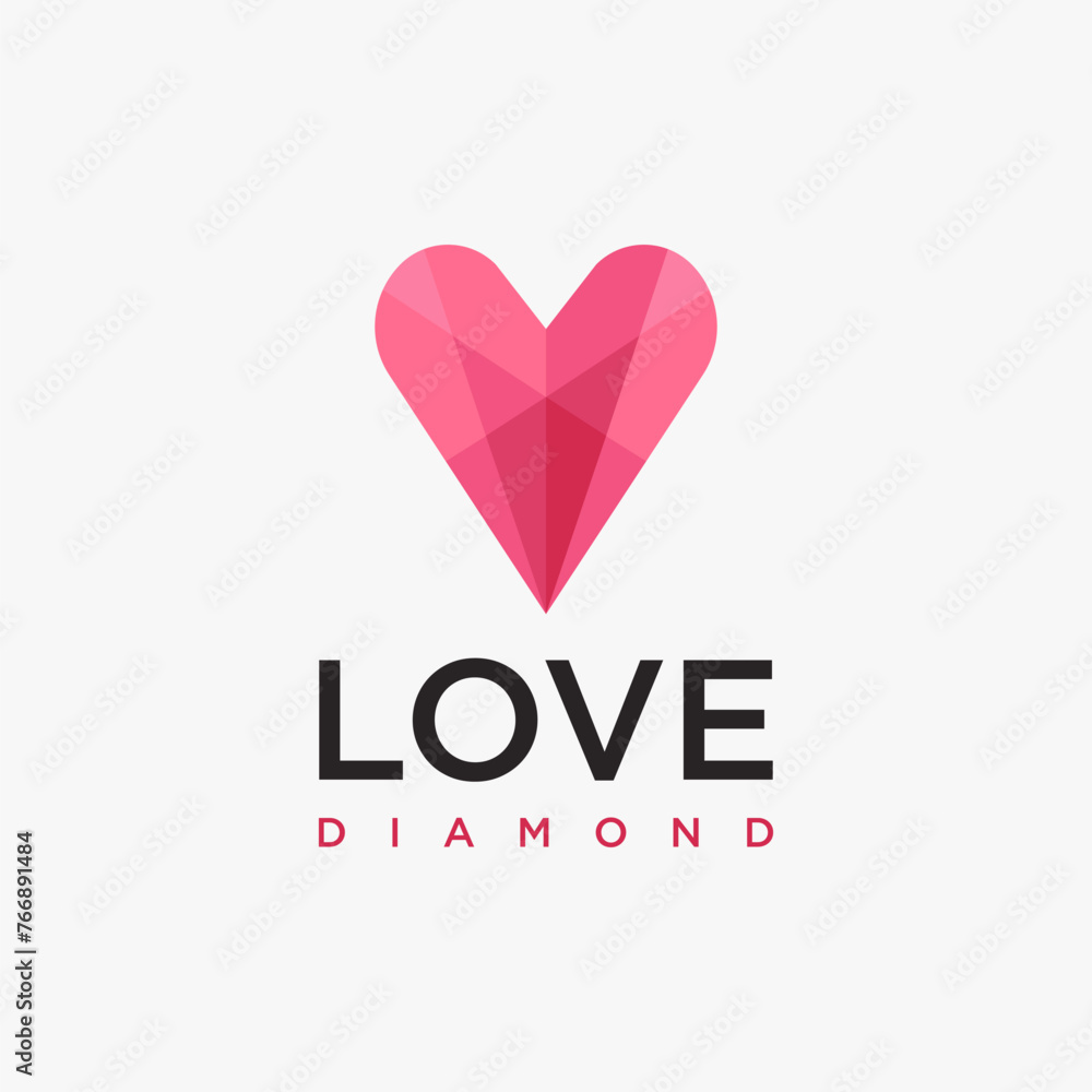 Simple diamond heart love logo icon vector template on white background