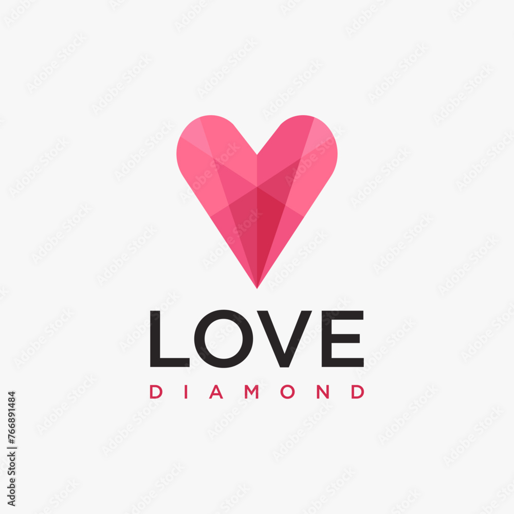 Simple diamond heart love logo icon vector template on white background Simple diamond heart love logo icon vector template on white background