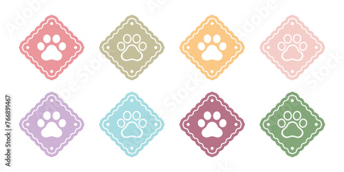 dog paw vector footprint icon logo diamond square pastel color cat kitten pet puppy doodle cartoon character illustration symbol design clip art